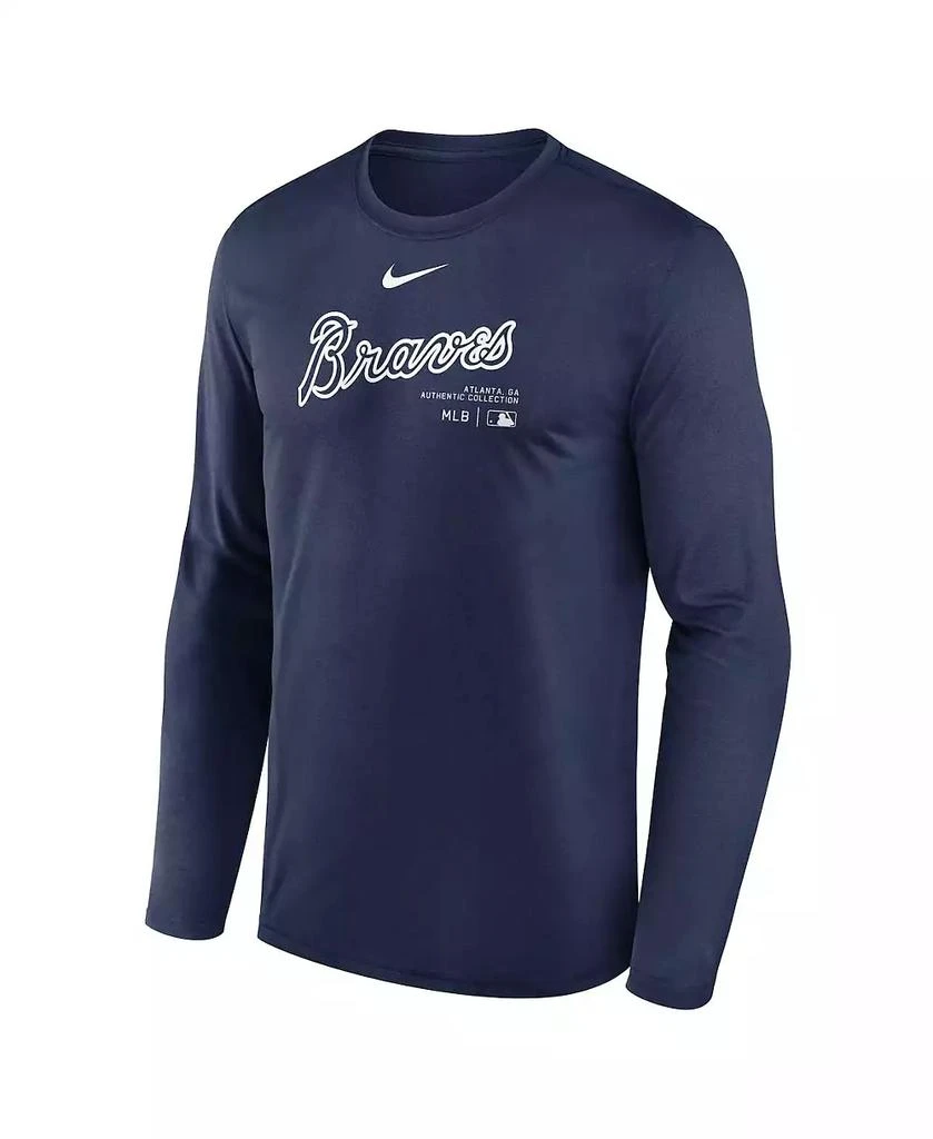 商品NIKE|Men's Navy Atlanta Braves Authentic Collection Practice Performance Long Sleeve T-Shirt,价格¥342,第3张图片详细描述