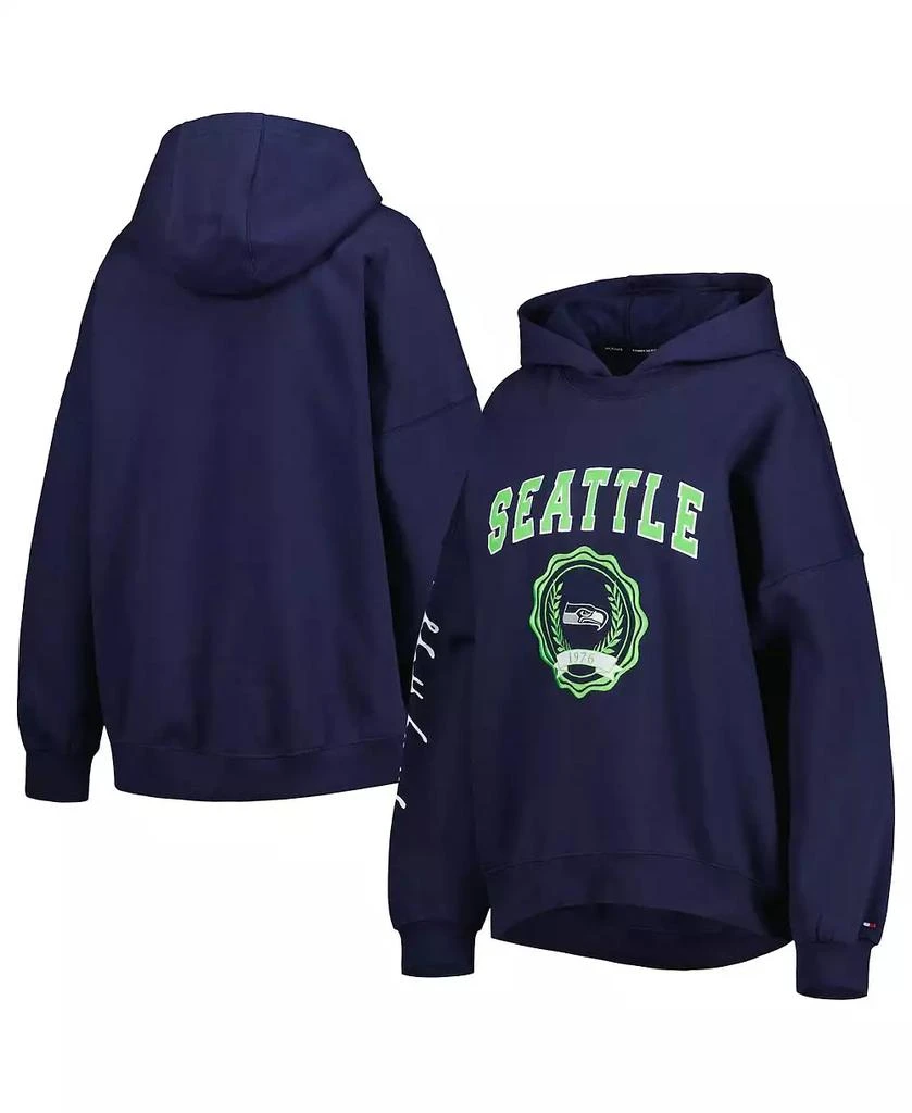 商品Tommy Hilfiger|Women's College Navy Seattle Seahawks Becca Drop Shoulder Pullover Hoodie,价格¥502,第1张图片