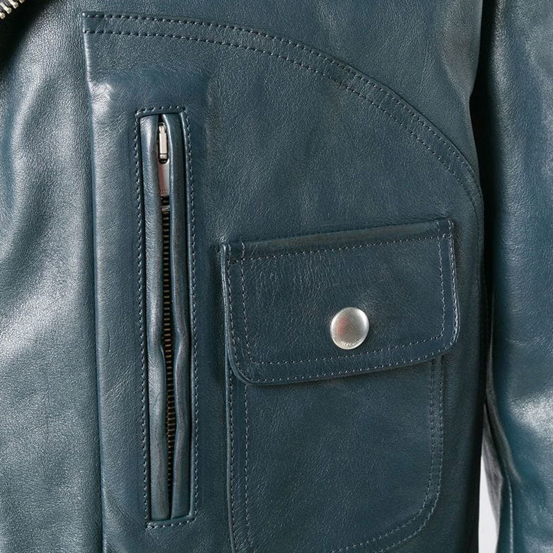 Givenchy 纪梵希 男士汽油蓝色机车夹克 BM003S605R-404商品第3张图片规格展示