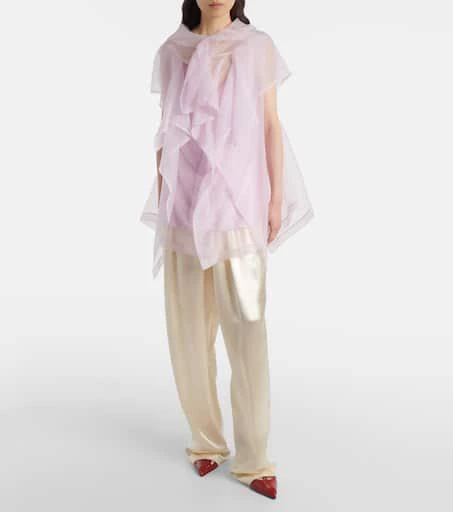商品Khaite|Sandana荷叶边真丝欧根纱上衣,价格¥22675,第2张图片详细描述