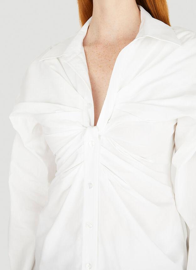 Twisted Front Shirt in White商品第5张图片规格展示