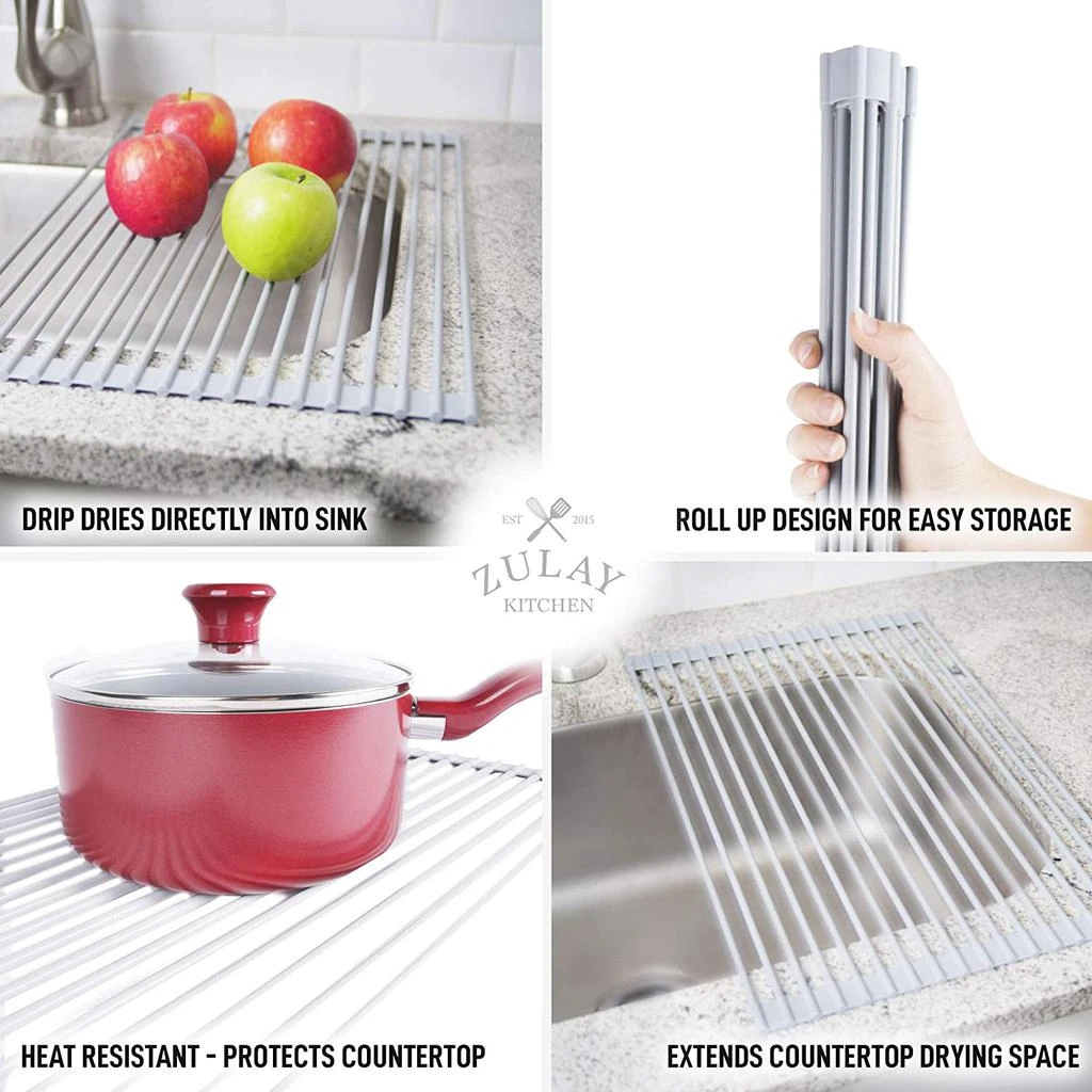 商品Zulay Kitchen|Multipurpose Roll Up Sink Drying Rack 17inches,价格¥190,第4张图片详细描述