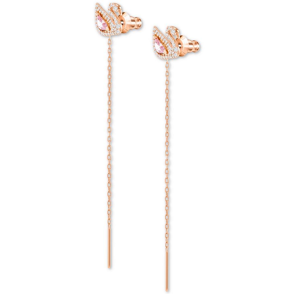 Rose Gold-Tone Crystal Swan & Removable Chain Drop Earrings商品第2张图片规格展示