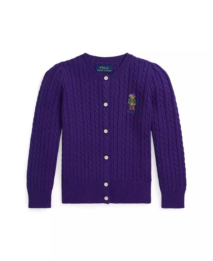 商品Ralph Lauren|Toddler And Little Girls Polo Bear Mini Cable Cotton Cardigan,价格¥365,第1张图片