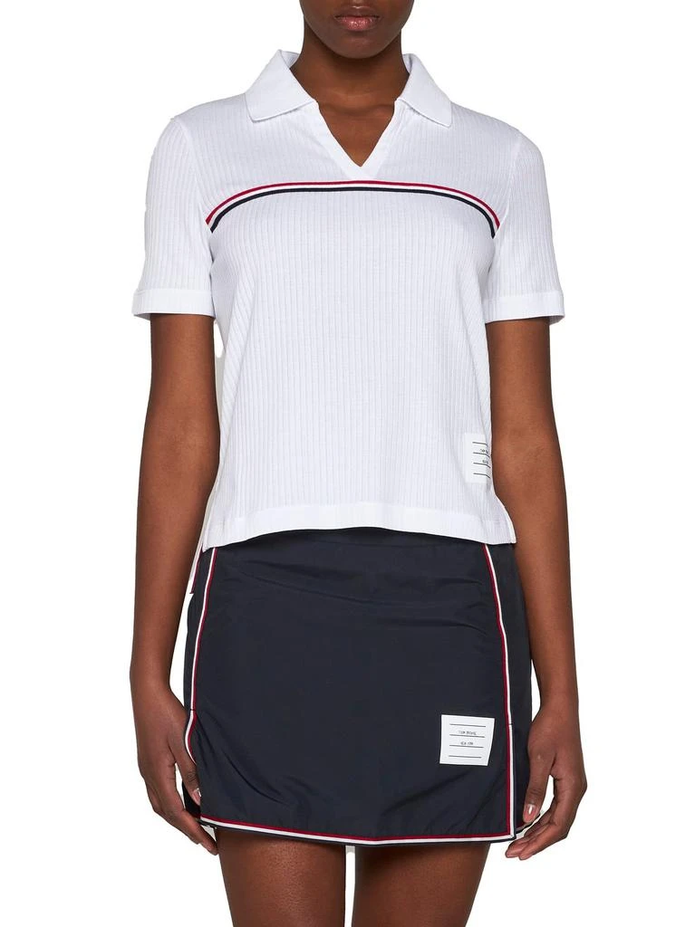 商品Thom Browne|Thom Browne RWB Stripe Detailed Polo Shirt,价格¥3572,第2张图片详细描述