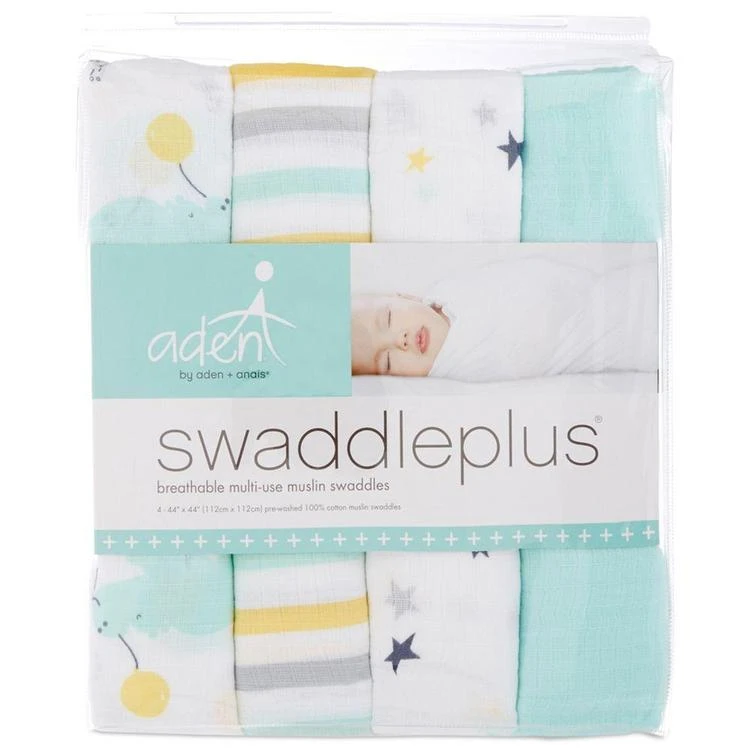 商品aden + anais|4-Pk. Cotton Skating Hippo Swaddle Blankets, Baby Boys & Girls (0-24 months),价格¥210,第3张图片详细描述