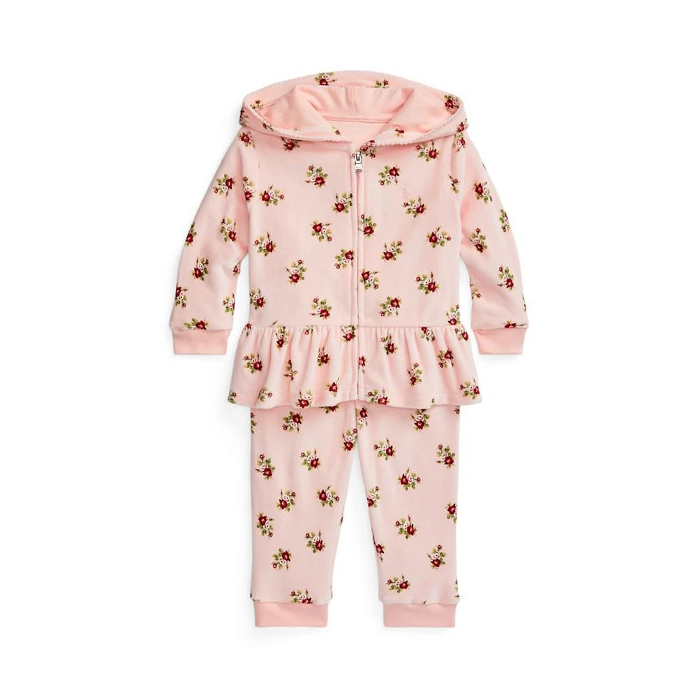 商品Ralph Lauren|Baby Girls Floral Velour Hoodie and Jogger Pants Set,价格¥522,第1张图片