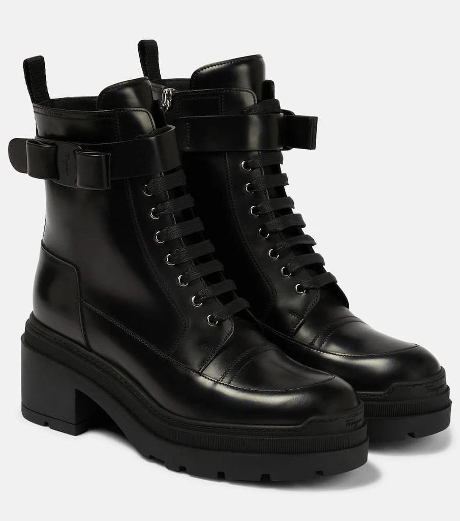 商品Salvatore Ferragamo|Lober绑带式皮革及踝靴,价格¥7385,第1张图片