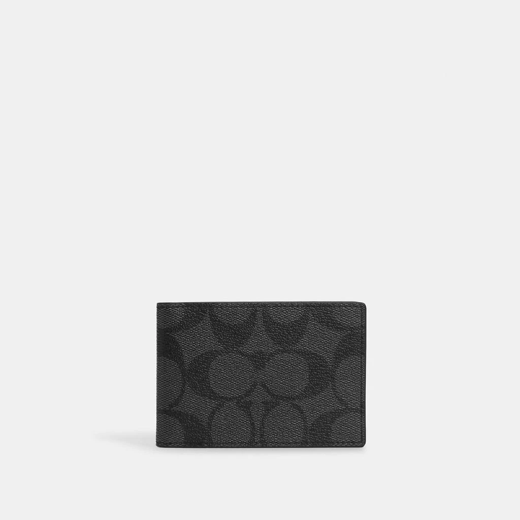 商品Coach|Coach Outlet Compact Billfold Wallet In Signature Canvas,价格¥346,第1张图片