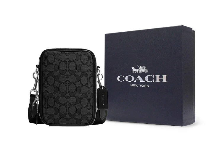 商品[国内直发] Coach|蔻驰 Stanton 系列 经典标志 织物配牛皮革 单肩斜挎包 男款 黑色,价格¥1215,第6张图片详细描述