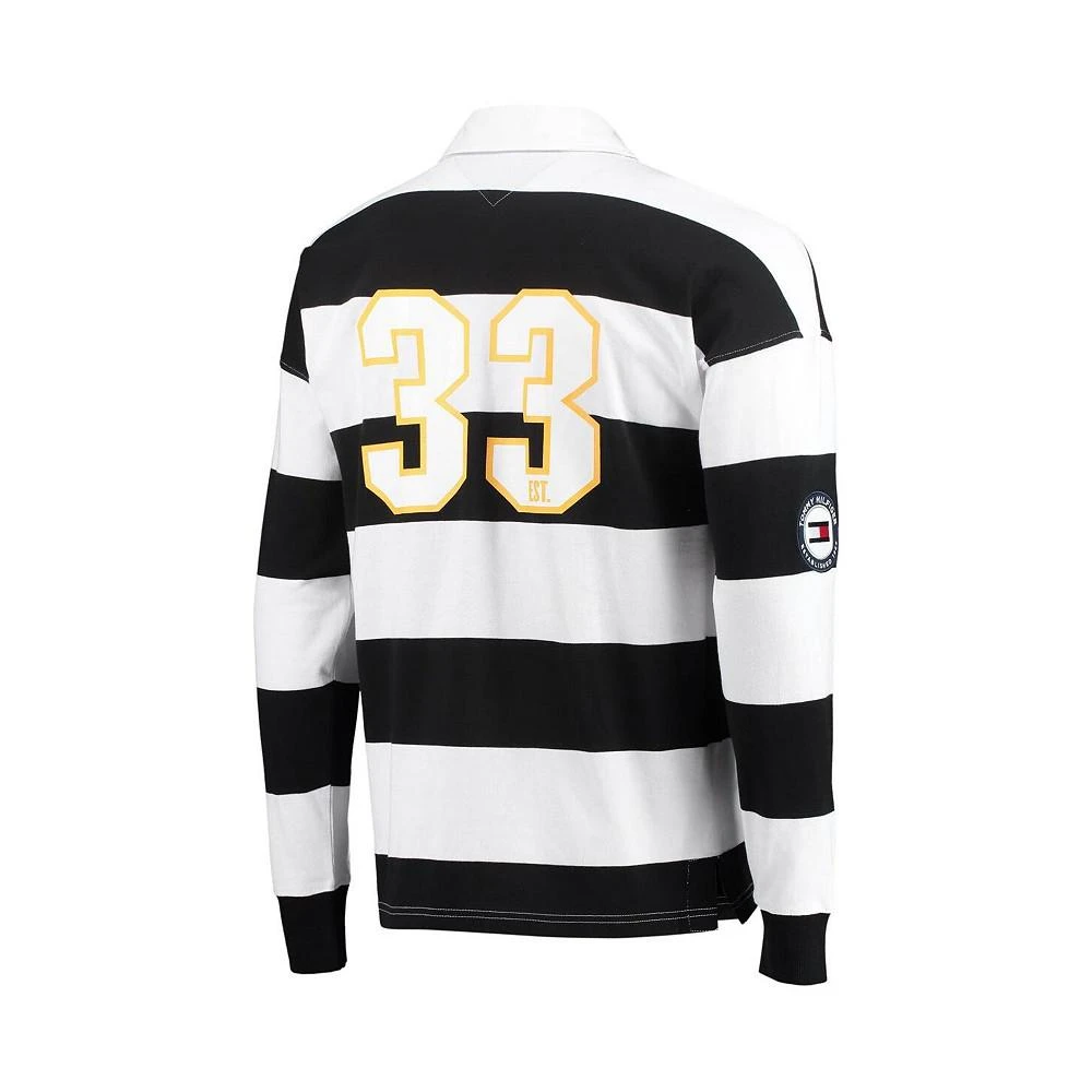 商品Tommy Hilfiger|Men's Black, White Pittsburgh Steelers Varsity Stripe Rugby Long Sleeve Polo Shirt,价格¥974,第3张图片详细描述