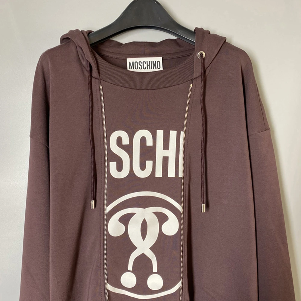 MOSCHINO 女士棕色假两件连帽卫衣裙 ET0458-5526-8194 商品