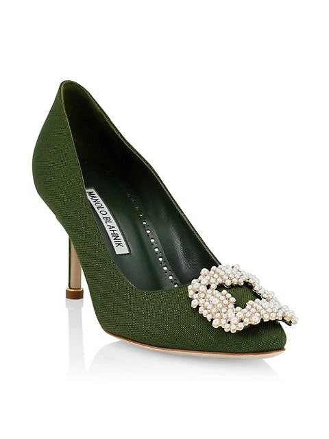 商品Manolo Blahnik|Hangisi 70  Embellished Buckle Pumps,价格¥4457,第2张图片详细描述