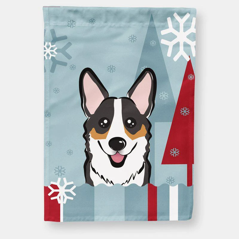 商品Caroline's Treasures|28 x 40 in. Polyester Winter Holiday Tricolor Corgi Flag Canvas House Size 2-Sided Heavyweight,价格¥329,第1张图片