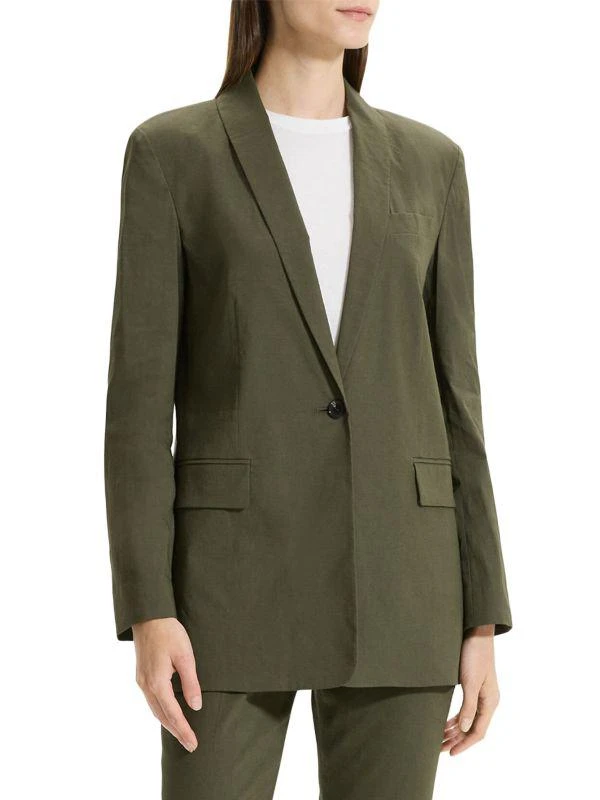 商品Theory|Rolled-Sleeve One-Button Blazer,价格¥762,第1张图片