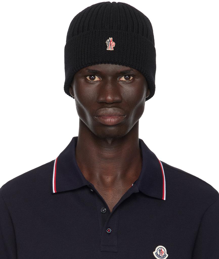 Moncler Black Ribbed Knit Wool Beanie - Hats - BeyondStyle display picture 3