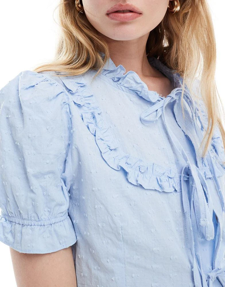 商品Sister Jane|Sister Jane puff sleeve bow top in powder blue,价格¥417,第3张图片详细描述