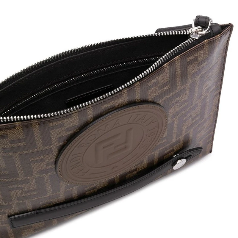 Fendi 芬迪 男士棕色牛皮复古logo印花手拿包 7VA437-A5K4-F14TW 商品