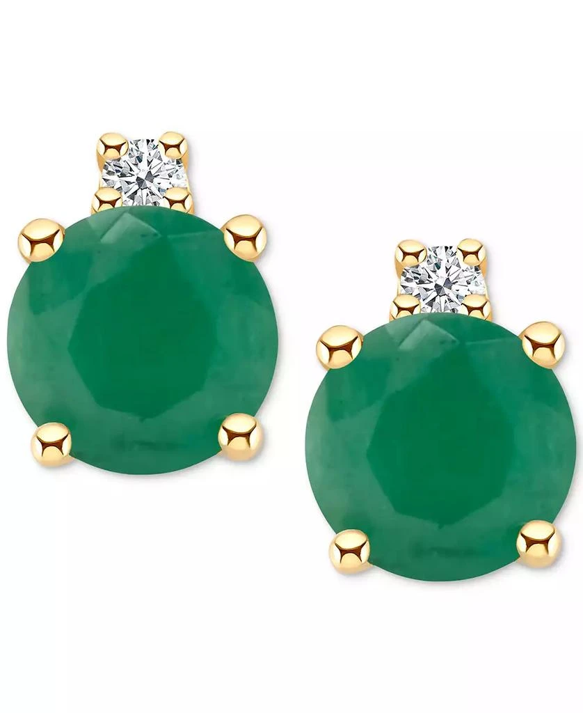 商品Macy's|Tanzanite (1/2 ct. t.w.) & Diamond Accent Stud Earrings in 14k Gold (Also in Emerald, Ruby, & Sapphire),价格¥2392,第1张图片