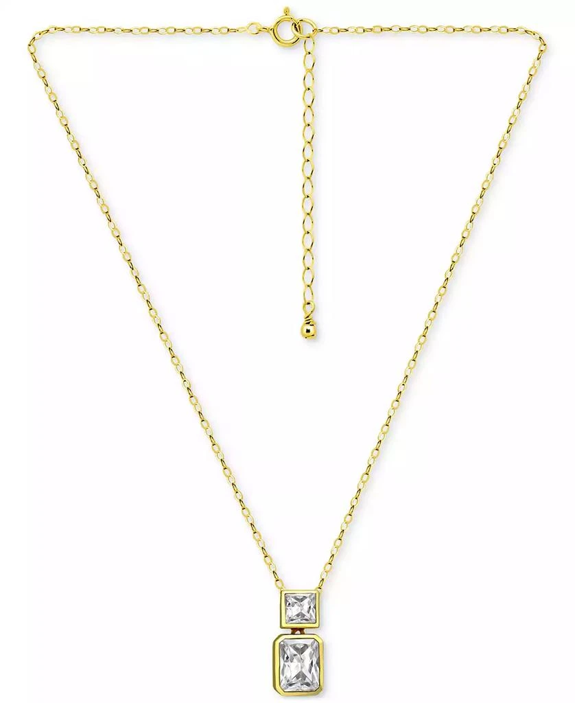 商品Giani Bernini|Cubic Zirconia Octagon & Square Pendant Necklace in 18k Gold-Plated Sterling Silver, 16" + 2" extender, Created for Macy's,价格¥236,第3张图片详细描述