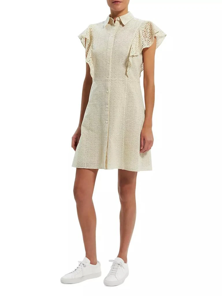 商品Theory|Nova Eyelet Ruffle Sleeve Shirtdress,价格¥738,第2张图片详细描述