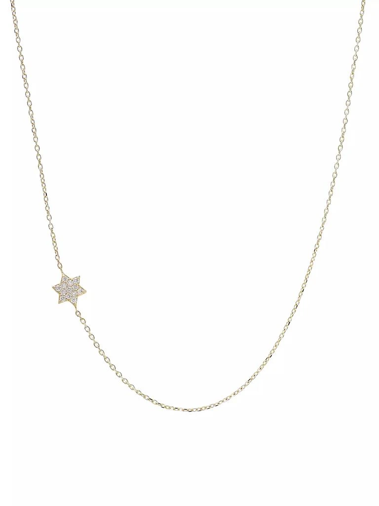 商品Anzie|Love Letter 14K Yellow Gold &amp; 0.10 TCW Diamond Star Of David Charm Necklace,价格¥6369,第1张图片