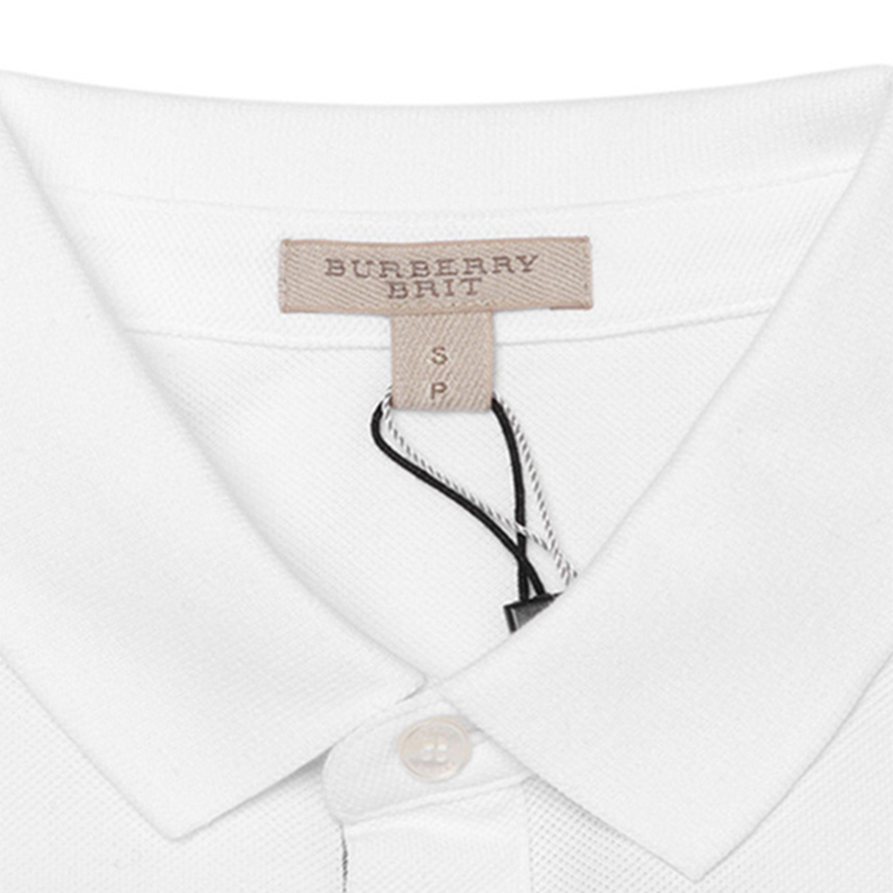 Burberry outlets 奥莱博柏利 男士白色商务休闲棉质短袖T恤 4055121商品第4张图片规格展示