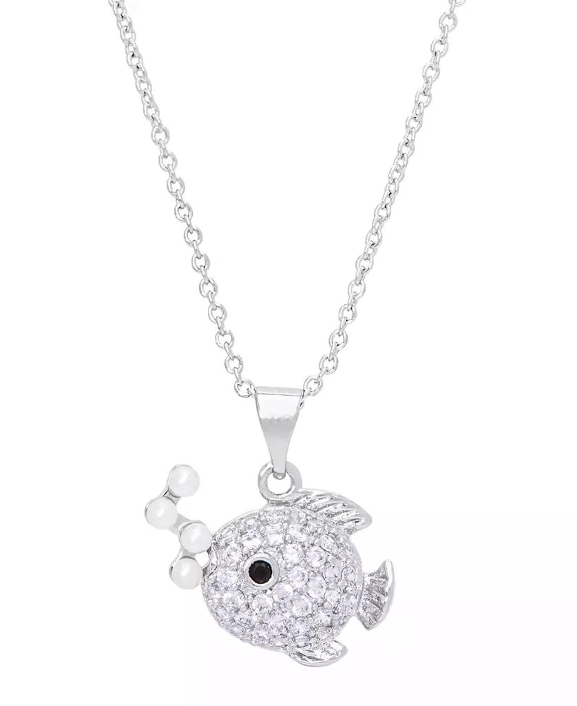 商品Macy's|Simulated Pearl Cubic Zirconia Fish Pendant 18" Necklace in Silver Plate,价格¥113,第1张图片