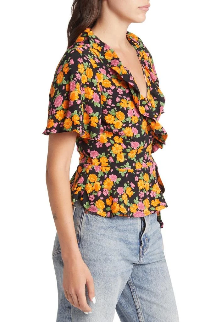 商品Topshop|Rose Print Wrap Blouse,价格¥157,第3张图片详细描述