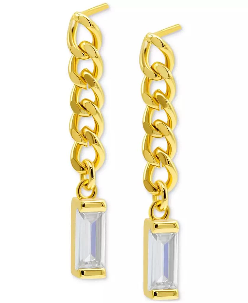 商品ADORNIA|14k Gold-Plated Chain & Rectangle Crystal Linear Drop Earrings,价格¥177,第1张图片