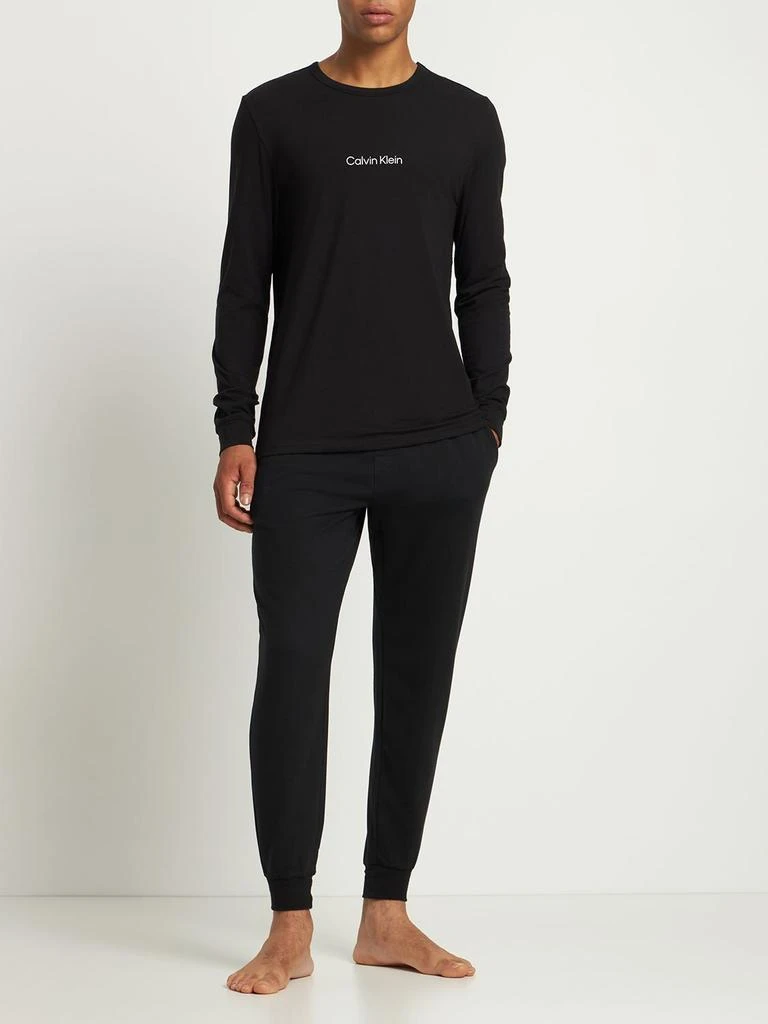 商品Calvin Klein|Logo Cotton Blend Long Sleeve T-shirt,价格¥292,第1张图片详细描述