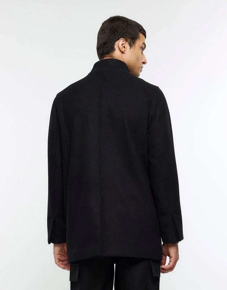 商品River Island|River Island Regular fit wool blend coat in black,价格¥1114,第4张图片详细描述