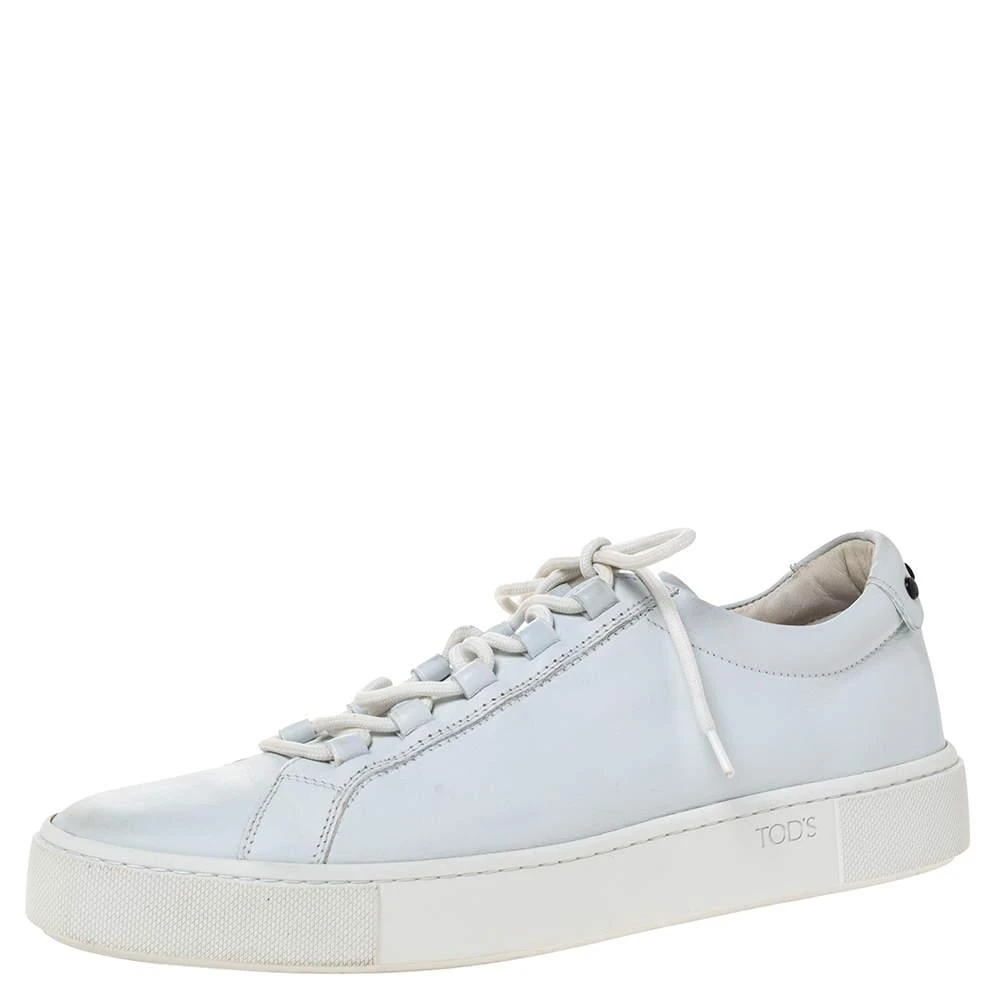 商品[二手商品] Tod's|Tod's White Leather Low Top Lace Up Sneakers Size 39.5,价格¥1536,第1张图片