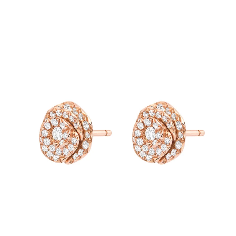 商品Dior|【预售3-7天】迪奥 ROSE COUTURE系列 小号18k金玫瑰金镶嵌钻石耳环JRCO95008_0000,价格¥78858,第4张图片详细描述