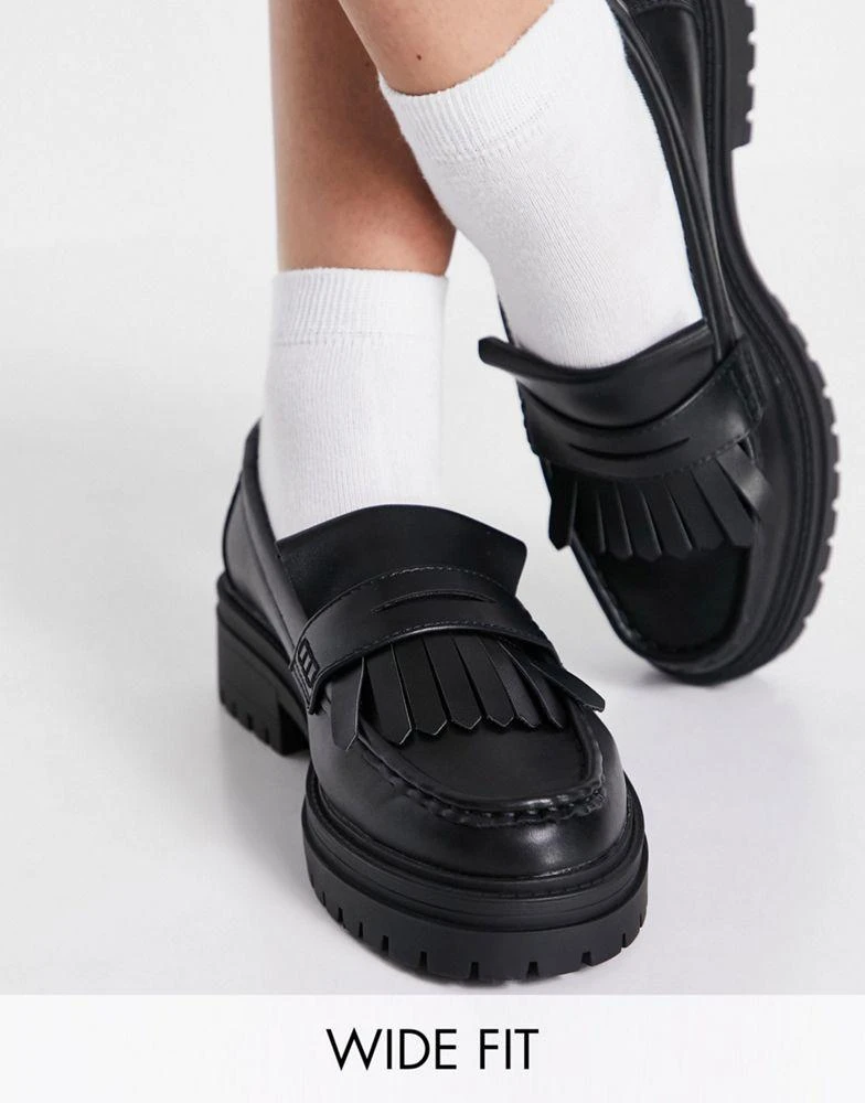 商品ASOS|ASOS DESIGN Wide Fit Melon chunky loafers in black,价格¥143,第1张图片
