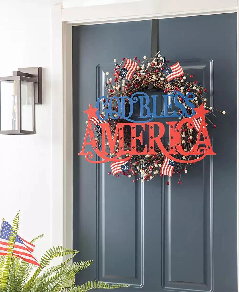 商品Glitzhome|24" L Patriotic, Americana Metal "GOD BLESS AMERICA" Wall Decor,价格¥208,第4张图片详细描述
