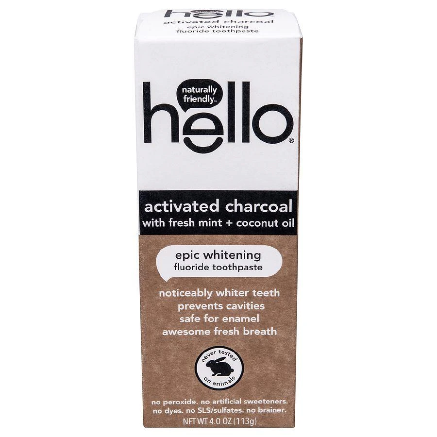 商品Hello|Activated Charcoal Whitening Fluoride Toothpaste,价格¥41,第1张图片
