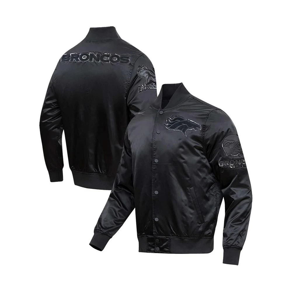 商品Pro Standard|Men's Denver Broncos Triple Black Satin Full-Snap Varsity Jacket,价格¥1120,第1张图片