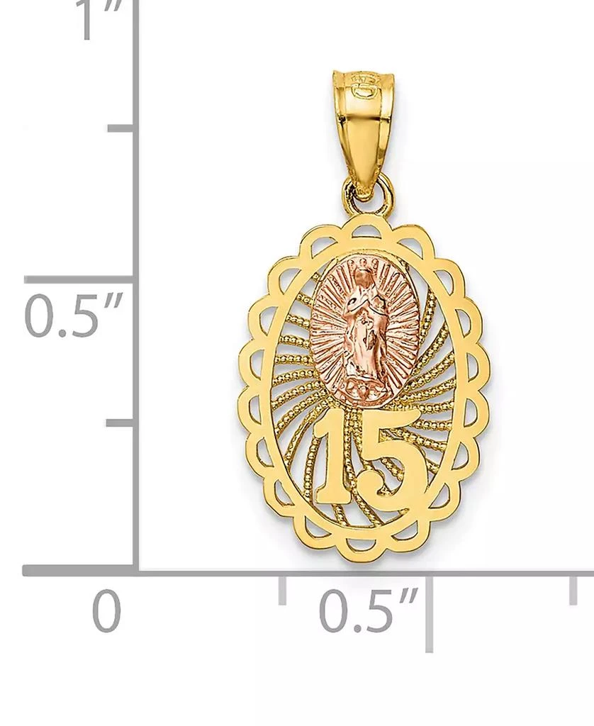 商品Macy's|"15" Our Lady of Guadeloupe Two-Tone Charm Pendant in 14k Yellow & Rose Gold,价格¥1484,第4张图片详细描述