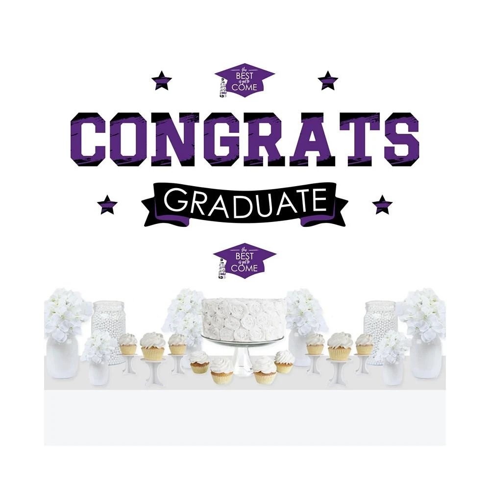 商品Big Dot of Happiness|Purple Grad Best is Yet to Come Peel & Stick Graduation Wall Decals Backdrop,价格¥261,第1张图片