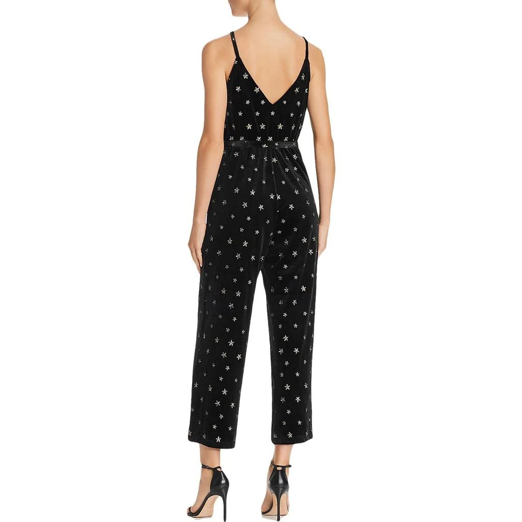 商品AQUA|Aqua Womens Velvet Star-Embroidered Jumpsuit,价格¥81,第2张图片详细描述