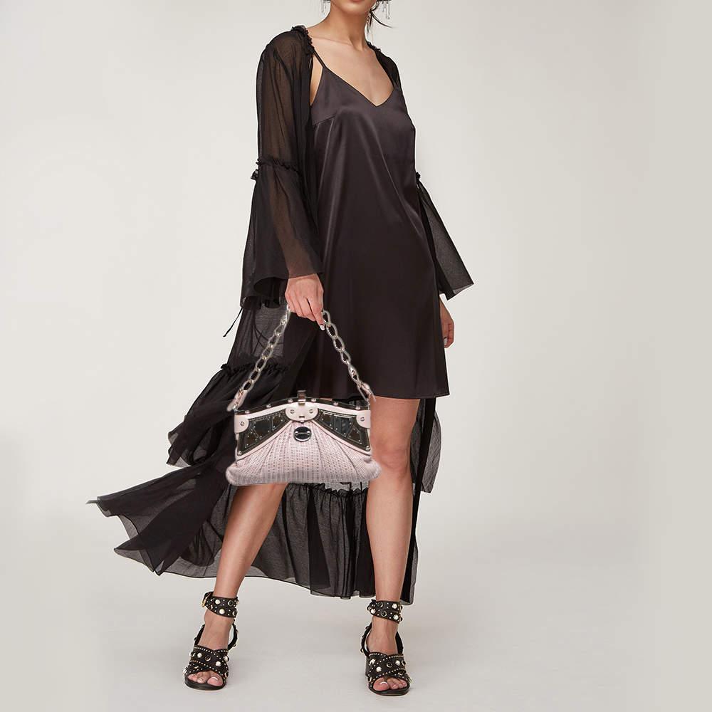 Versace Pink Fabric Mirror Frame Chain Shoulder Bag商品第2张图片规格展示