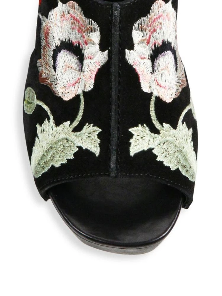 商品Alexander McQueen|Floral-Embroidered Suede Wedge Slingbacks,价格¥2985,第3张图片详细描述