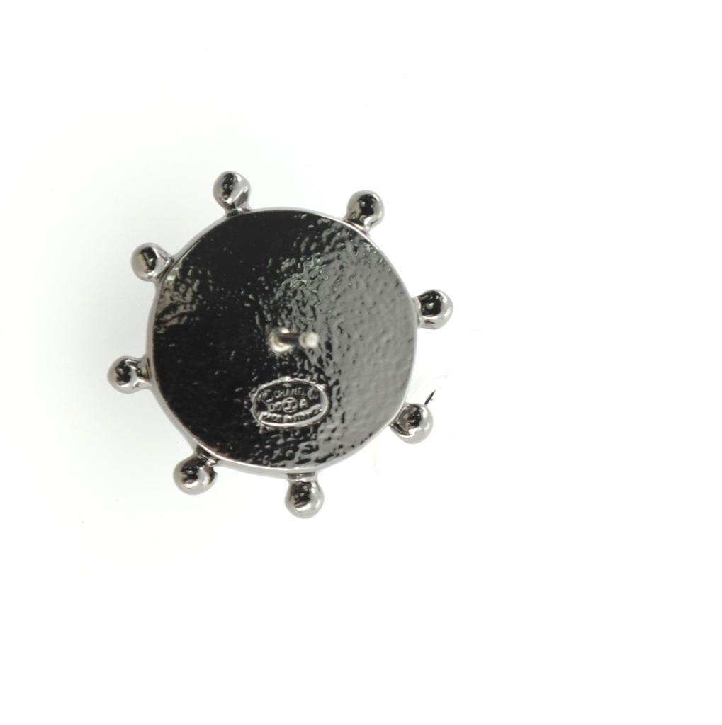 Chanel Ship Wheel Stud Earrings Metal with Rhinestone Silver商品第3张图片规格展示