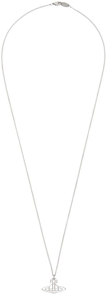 商品Vivienne Westwood|Silver Thin Lines Flat Orb Pendant Necklace,价格¥1031,第1张图片