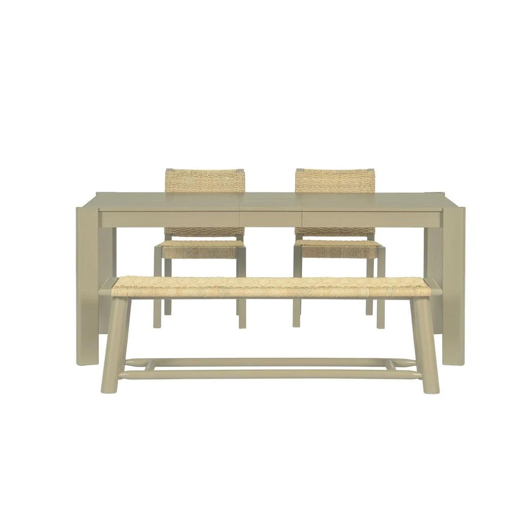 商品Streamdale Furniture|Streamdale Farmhouse Extendable Dining Set - Walnut & Champagne,价格¥9531,第5张图片详细描述