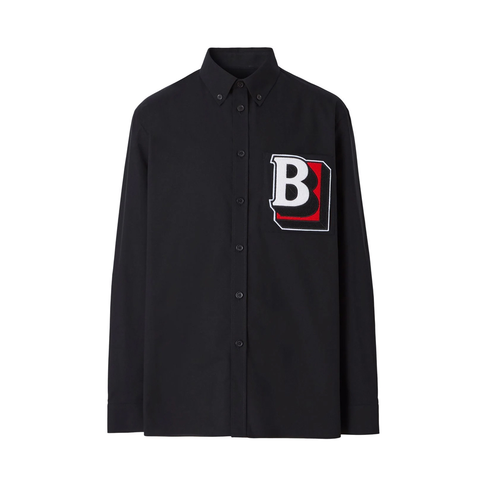 BURBERRY 男士黑色棉质长袖衬衫 8048118商品第1张图片规格展示