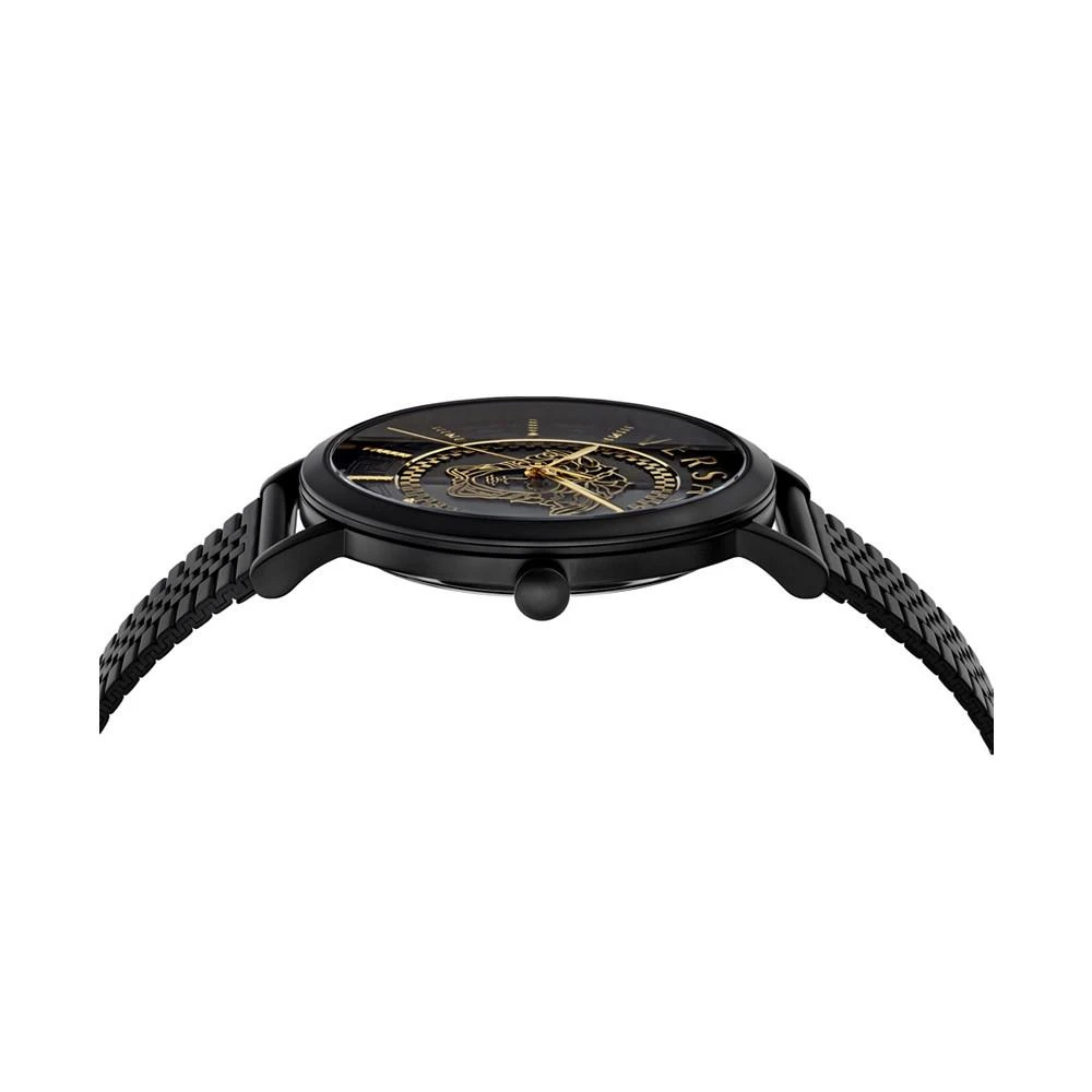 商品Versace|Men's Swiss V Essential Black Stainless Steel Bracelet Watch 40mm,价格¥4687,第2张图片详细描述