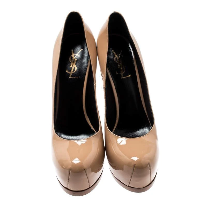 商品[二手商品] Yves Saint Laurent|Saint Laiurent Paris Beige Patent Leather Tribtoo Platform Pumps Size 38.5,价格¥2091,第3张图片详细描述