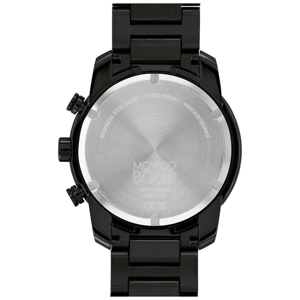 Men's Bold Verso Swiss Quartz Chronograph Ionic Plated Black Steel Bracelet Watch 44mm商品第3张图片规格展示